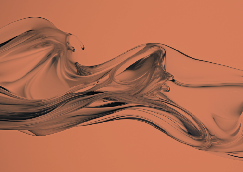 Abstract brown and black smoke-like design on a peach background